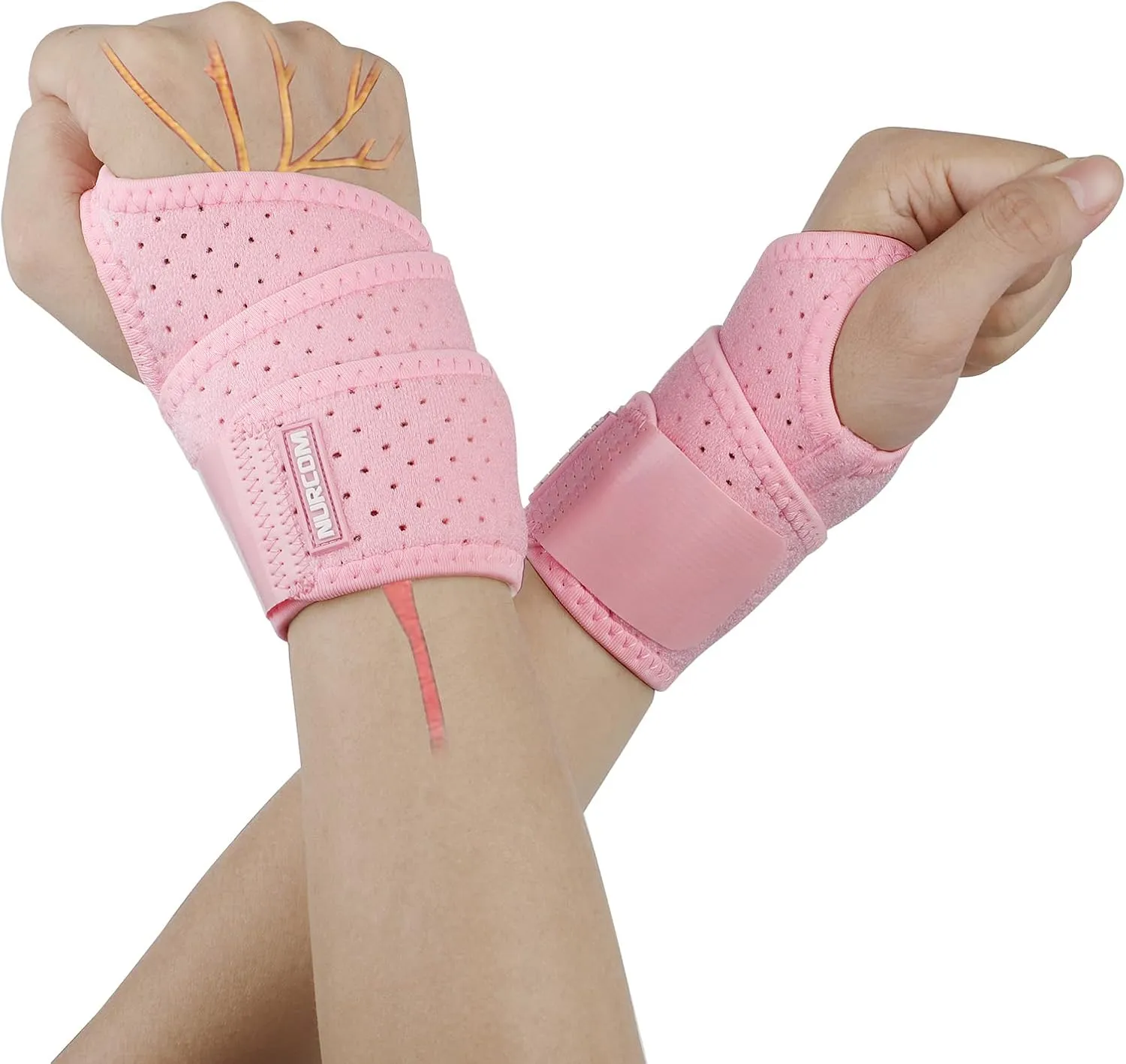 2 Pack Copper Wrist Brace for Carpal Tunnel, Upgraded Compression Wrist Support Brace for Day Night Support, Adjustable Wrist Wraps for Arthritis Tendonitis Pain Relief, Sport, Both Hands