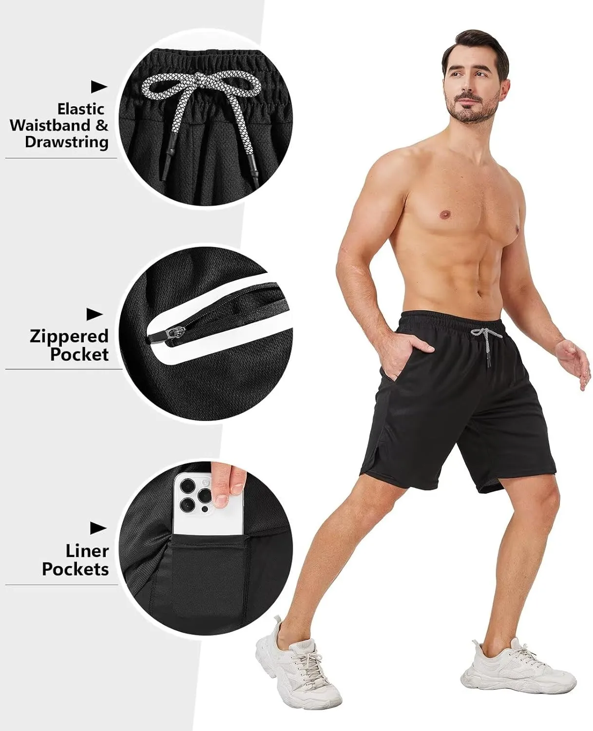 3 Pack Men's 2 In1 Gym Shorts Men with Pockets 7 inch Workout Shorts Men Running Shorts with Liner&Towel Loop