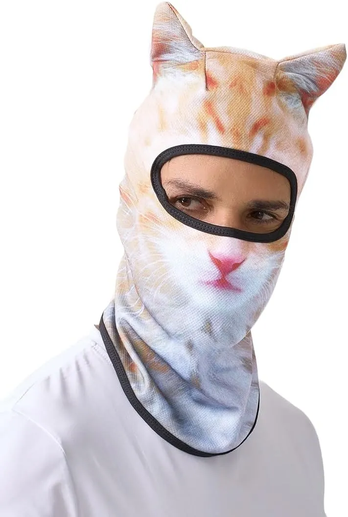 3D Cat Ski Balaclava Sheisty Face Mask with Ears Cute Animal Ski Mask for Music Festivals Raves Party Outdoor Activities