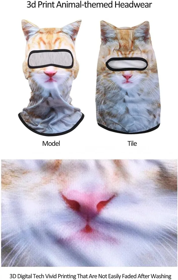 3D Cat Ski Balaclava Sheisty Face Mask with Ears Cute Animal Ski Mask for Music Festivals Raves Party Outdoor Activities