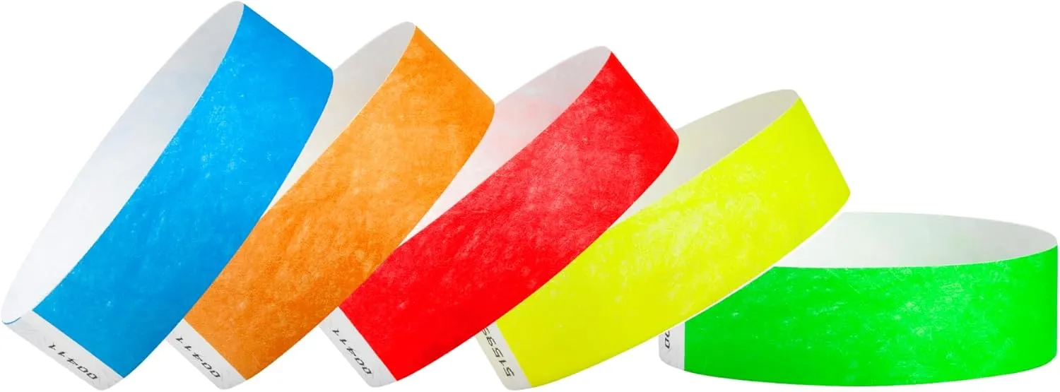 500 WristCo Tyvek Wristbands for Events  500 Count, 5-Color Variety Pack  Tamper-Proof Design Prevents Reuse  Premium-Grade Bracelets for Hospital & Medical ID, Party, VIP Identification
