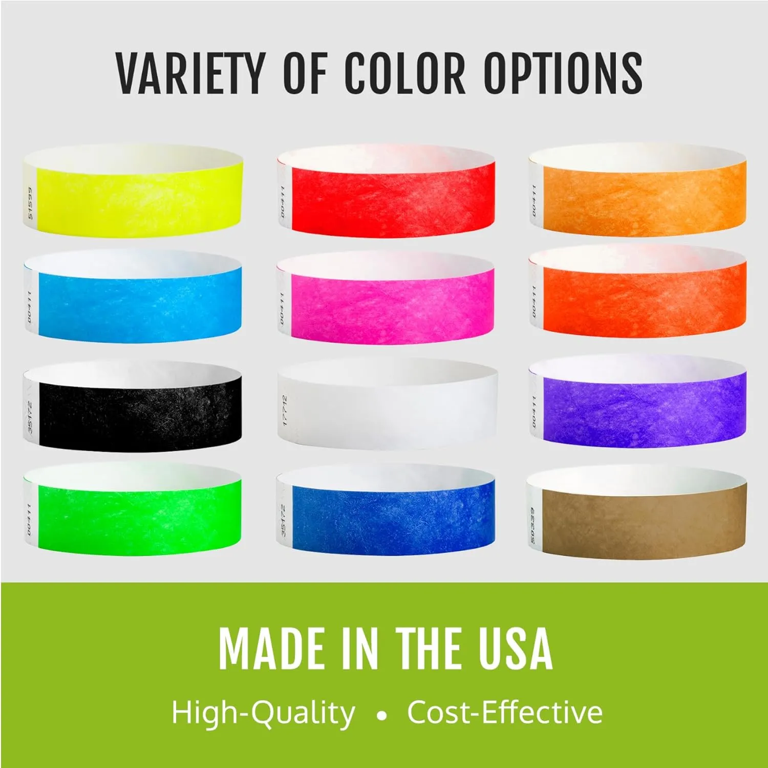 500 WristCo Tyvek Wristbands for Events  500 Count, 5-Color Variety Pack  Tamper-Proof Design Prevents Reuse  Premium-Grade Bracelets for Hospital & Medical ID, Party, VIP Identification