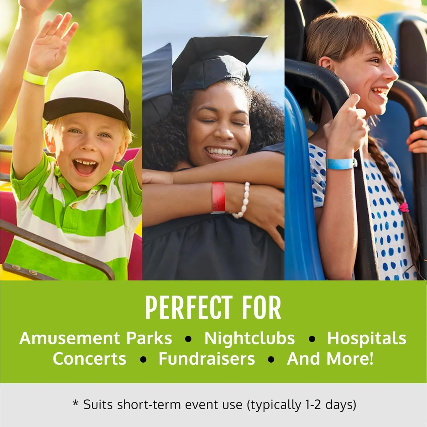 500 WristCo Tyvek Wristbands for Events  500 Count, 5-Color Variety Pack  Tamper-Proof Design Prevents Reuse  Premium-Grade Bracelets for Hospital & Medical ID, Party, VIP Identification