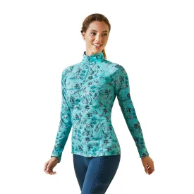 Ariat Ladies Sunstopper Blue Oasis 1/4 Zip Baselayer Pullover 10043598