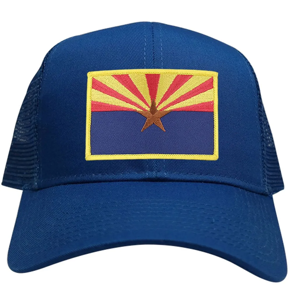 Arizona Home State Flag Embroidered Iron on Gold Border Patch Snapback Mesh Trucker Cap