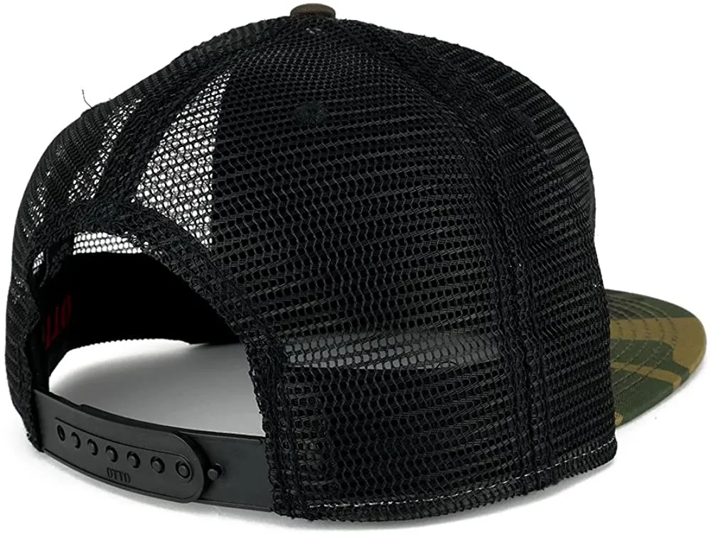 Armycrew Jolly Rogers Military Skull Embroidered Patch Camo Snapback Mesh Trucker Cap