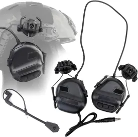 ATAIRSOFT Tactical Headset Unlimited Power Intercom with Microphone Waterproof Hunting Shooting Headphones Earmuff No Noise Reduction Function (Black)