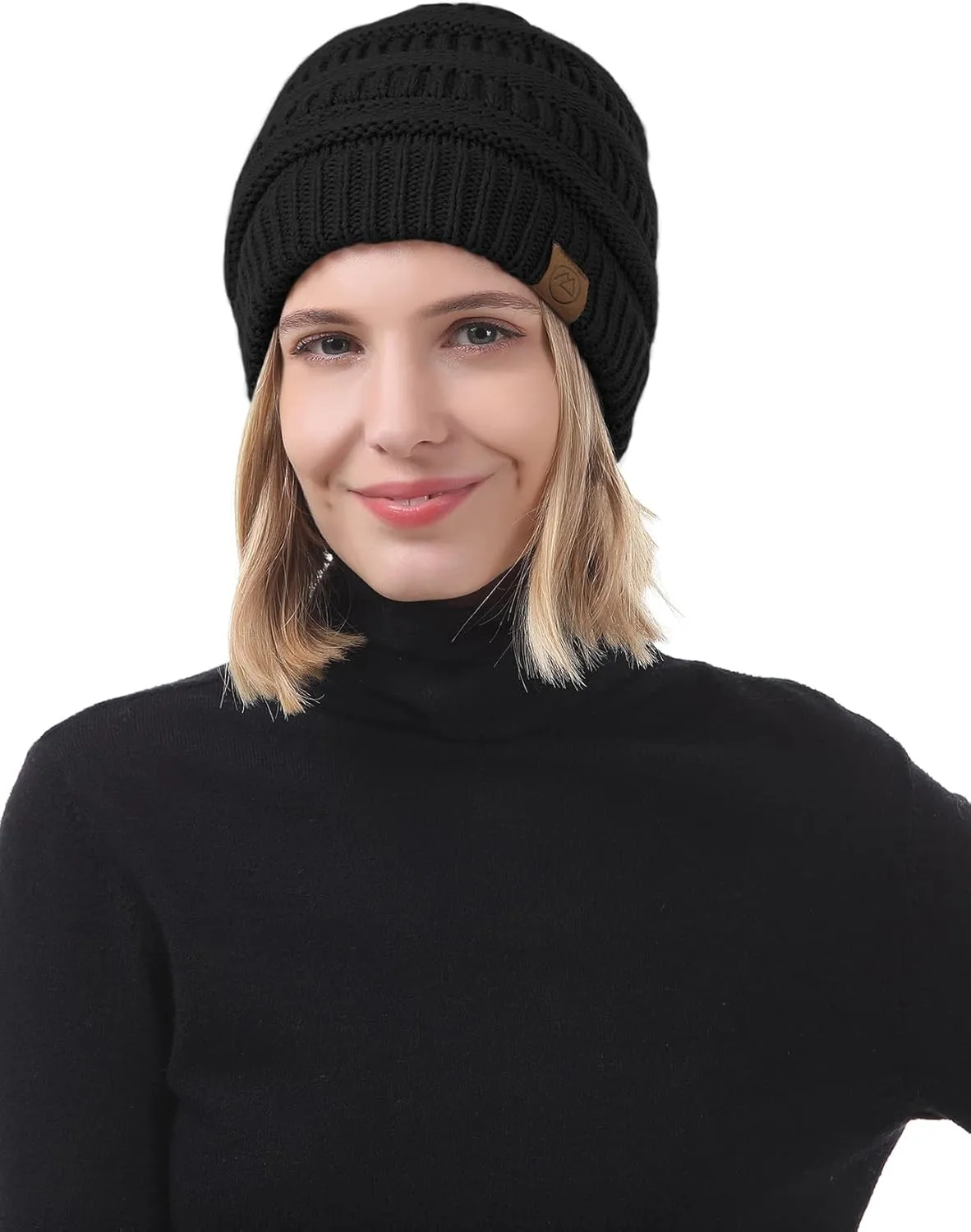 Beanies Women Satin Lined Beanie Winter Hats for Women Silk Lined Slouchy Beanie for Winter Warm Knit Cuffed Beanie Hat