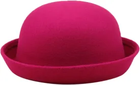 Black Bowler Hat Short Rolled Brim Fedora Hat for Men and Women Bow Cloche Bowler Fedora Hat