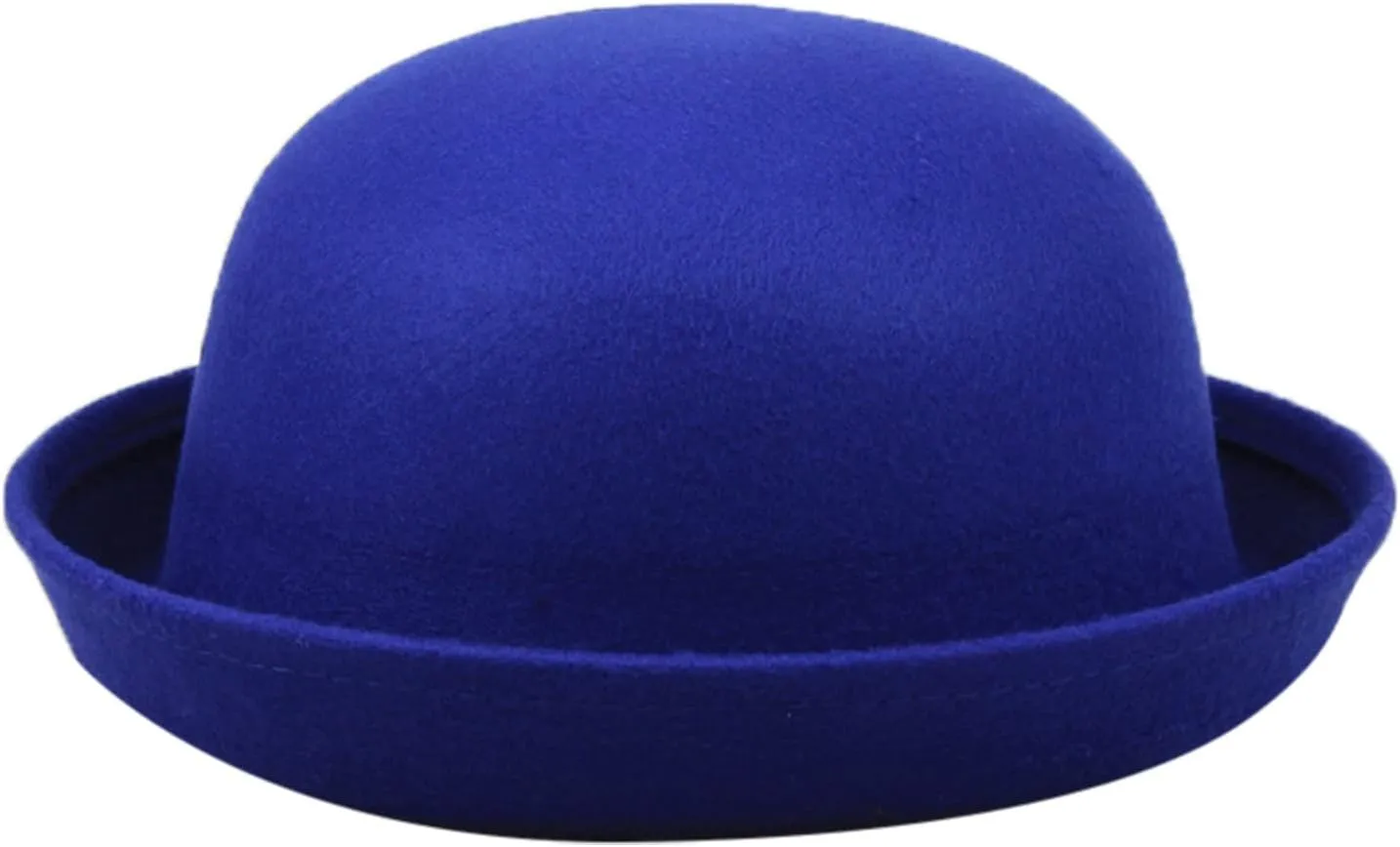 Black Bowler Hat Short Rolled Brim Fedora Hat for Men and Women Bow Cloche Bowler Fedora Hat