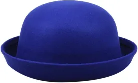 Black Bowler Hat Short Rolled Brim Fedora Hat for Men and Women Bow Cloche Bowler Fedora Hat