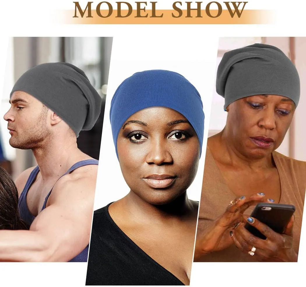 Bohend Bohemian Beanie Hats Headwear Cap Stretch Non Slip Bandanas Sleep Turbans Hats for Women Men Close top Head Covering