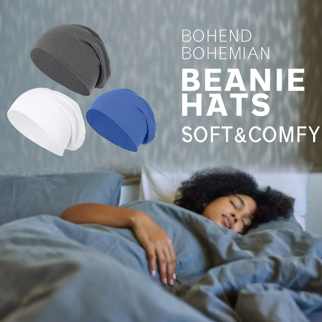 Bohend Bohemian Beanie Hats Headwear Cap Stretch Non Slip Bandanas Sleep Turbans Hats for Women Men Close top Head Covering