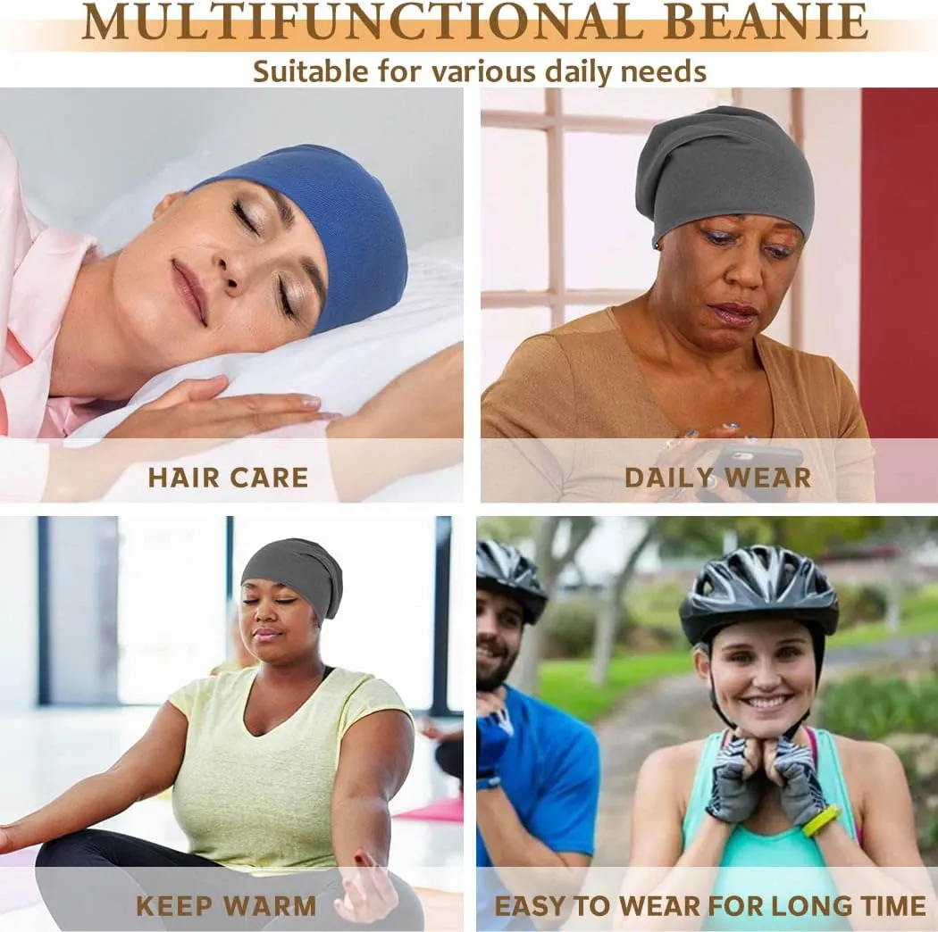 Bohend Bohemian Beanie Hats Headwear Cap Stretch Non Slip Bandanas Sleep Turbans Hats for Women Men Close top Head Covering