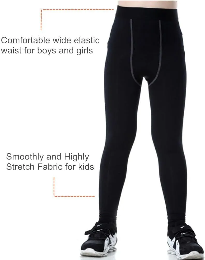 Boys Compression Pants Base Layers Soccer Hockey Tights Athletic Leggings Thermal for Kids