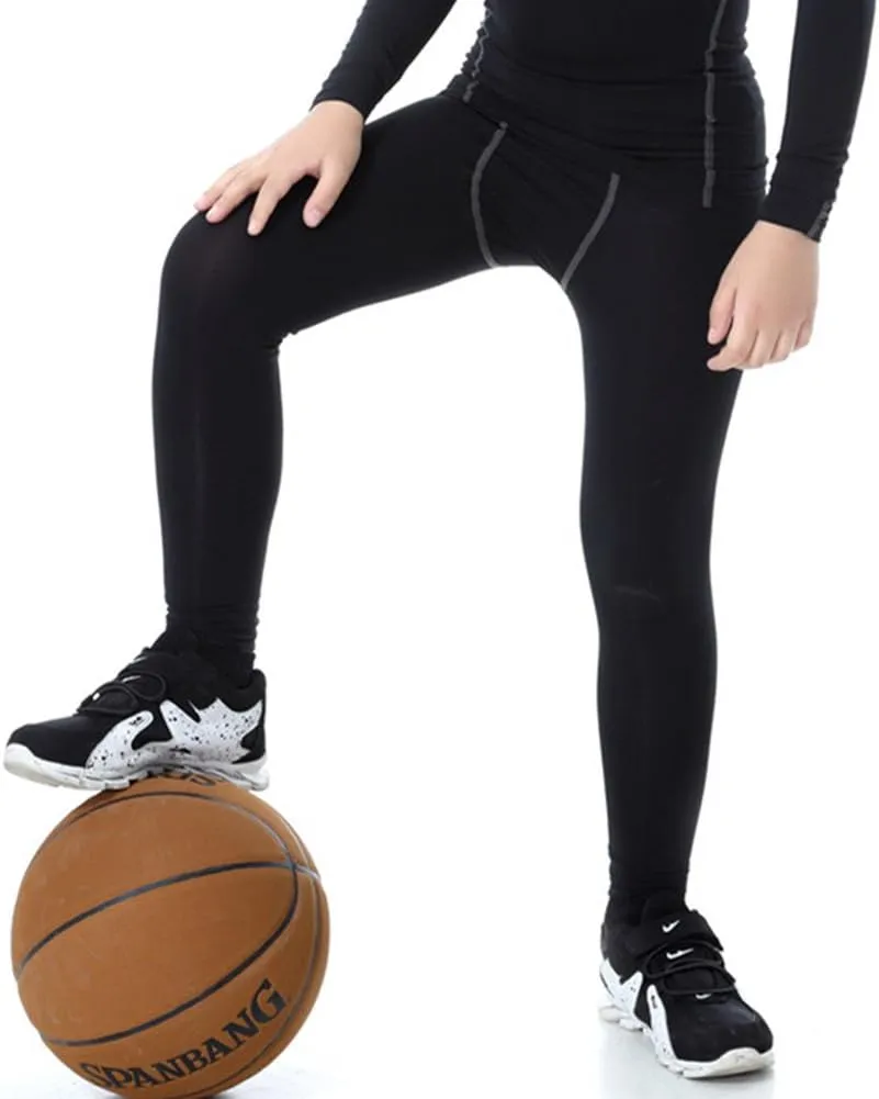 Boys Compression Pants Base Layers Soccer Hockey Tights Athletic Leggings Thermal for Kids