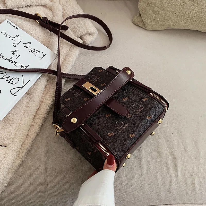 Christmas Gift Bags For Women 2021 Newest Luxury Handbags Trendy Leather Bucket Bag Ladies Cat Bow-Knot Pattern Messenger Shoulder Bag Hot Sale