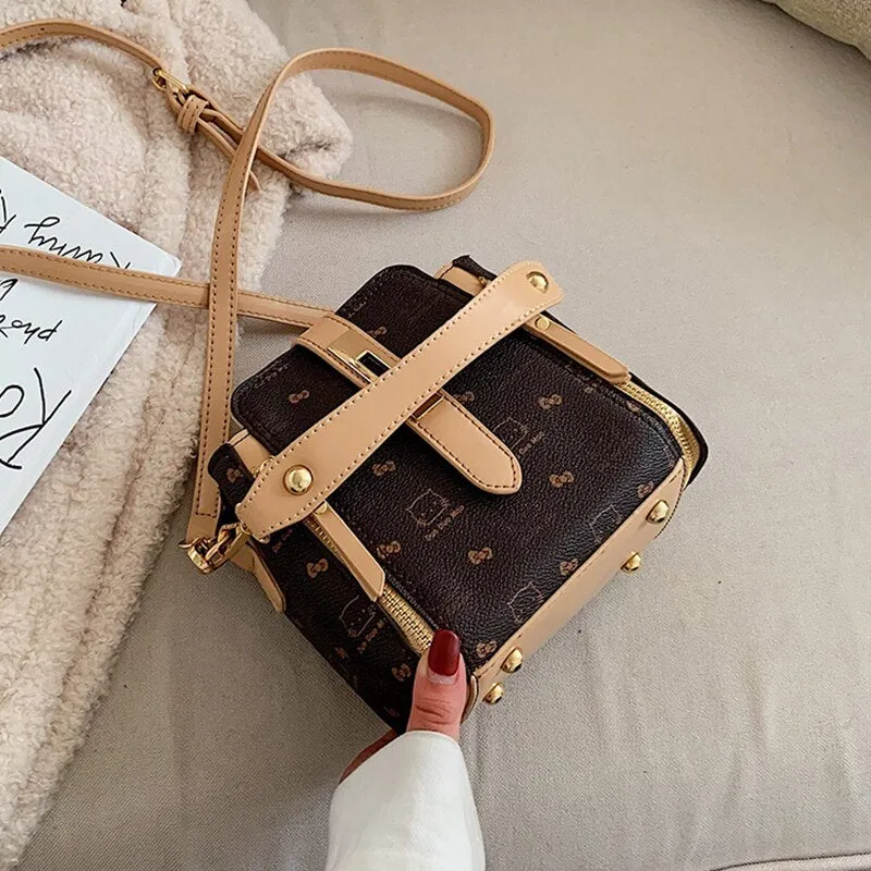 Christmas Gift Bags For Women 2021 Newest Luxury Handbags Trendy Leather Bucket Bag Ladies Cat Bow-Knot Pattern Messenger Shoulder Bag Hot Sale