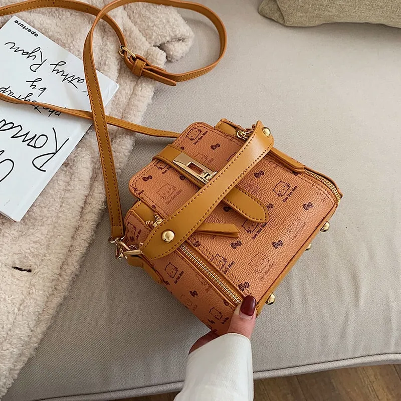 Christmas Gift Bags For Women 2021 Newest Luxury Handbags Trendy Leather Bucket Bag Ladies Cat Bow-Knot Pattern Messenger Shoulder Bag Hot Sale