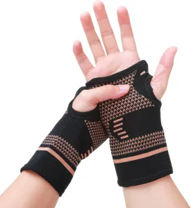 Compression Arthritis Copper Glove s,Wrist Brace for Carpal Tunnel with Thumb Loop,Breathable Wrist Support Brace Fingerless Glove,Sport Hand Wrist Brace Arthritis Pain Relief for Women Men