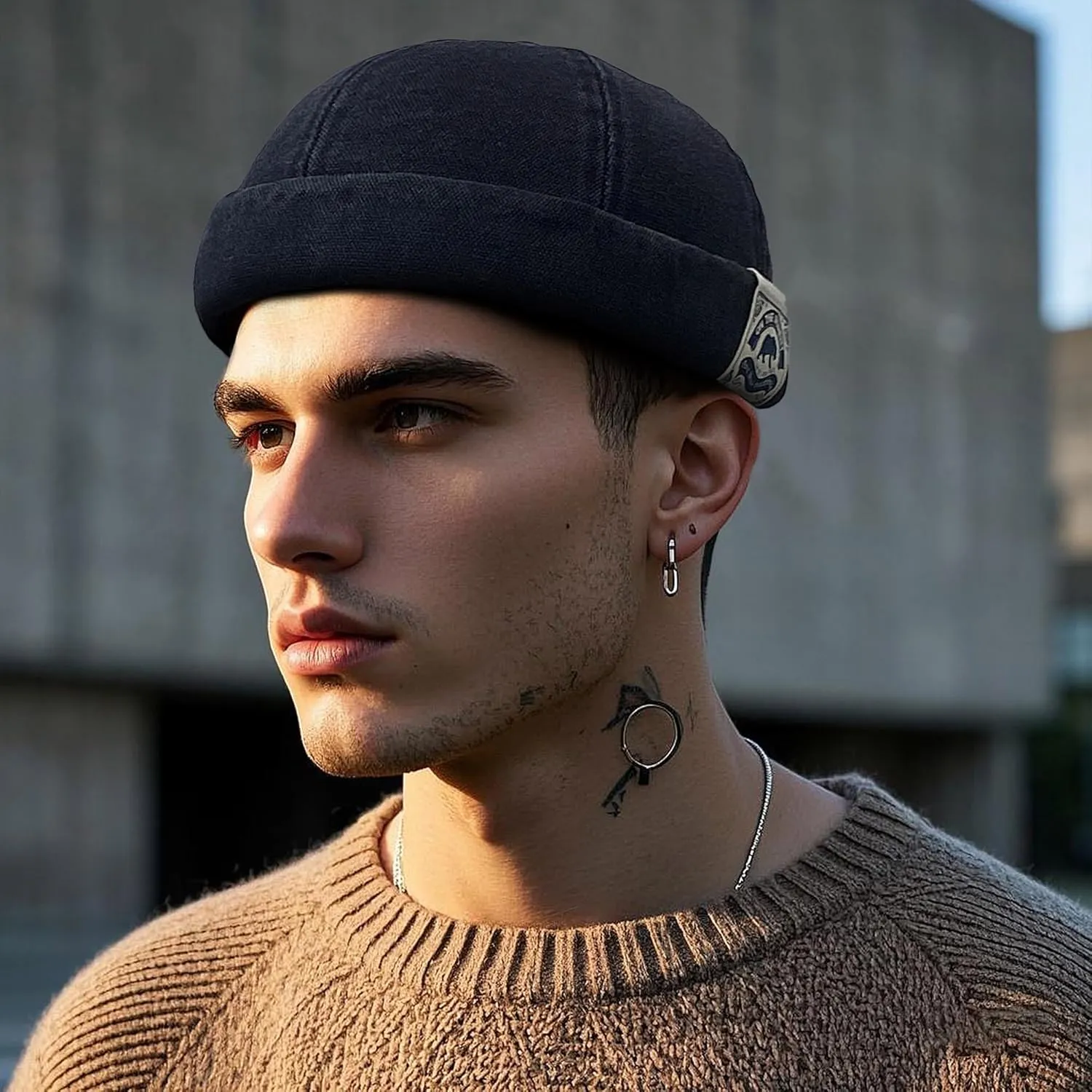 Croogo Brimless Docker Cap - Rolled Cuff Harbour Hat Unisex Skull Sailor Fisherman No Visor Cool Beanie Watch Cap