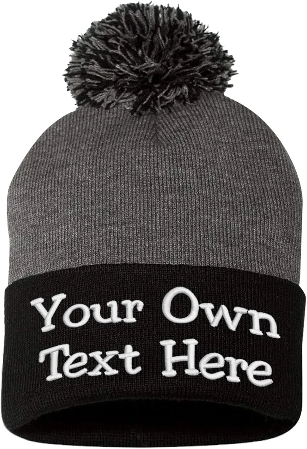 Custom Embroidered Beanie Men Women Unisex Cuffed Knit Pom Skull Cap Hat