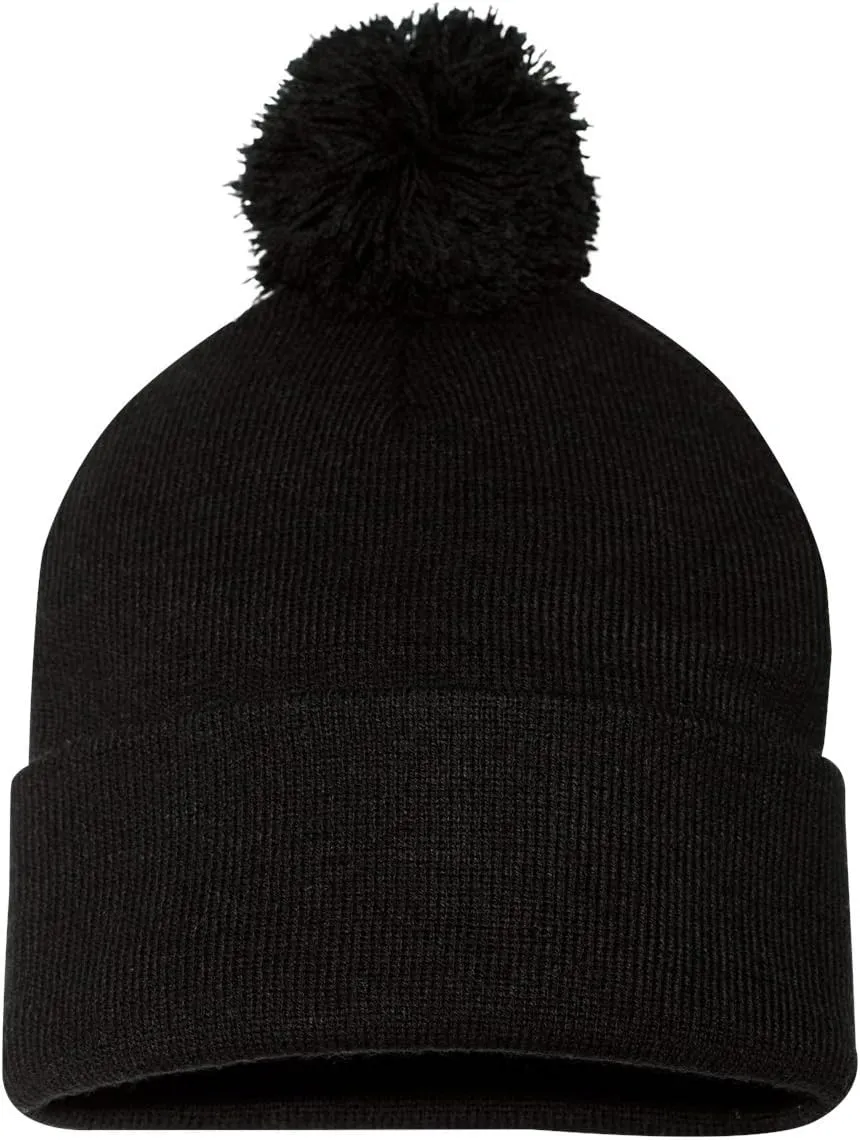 Custom Embroidered Beanie Men Women Unisex Cuffed Knit Pom Skull Cap Hat