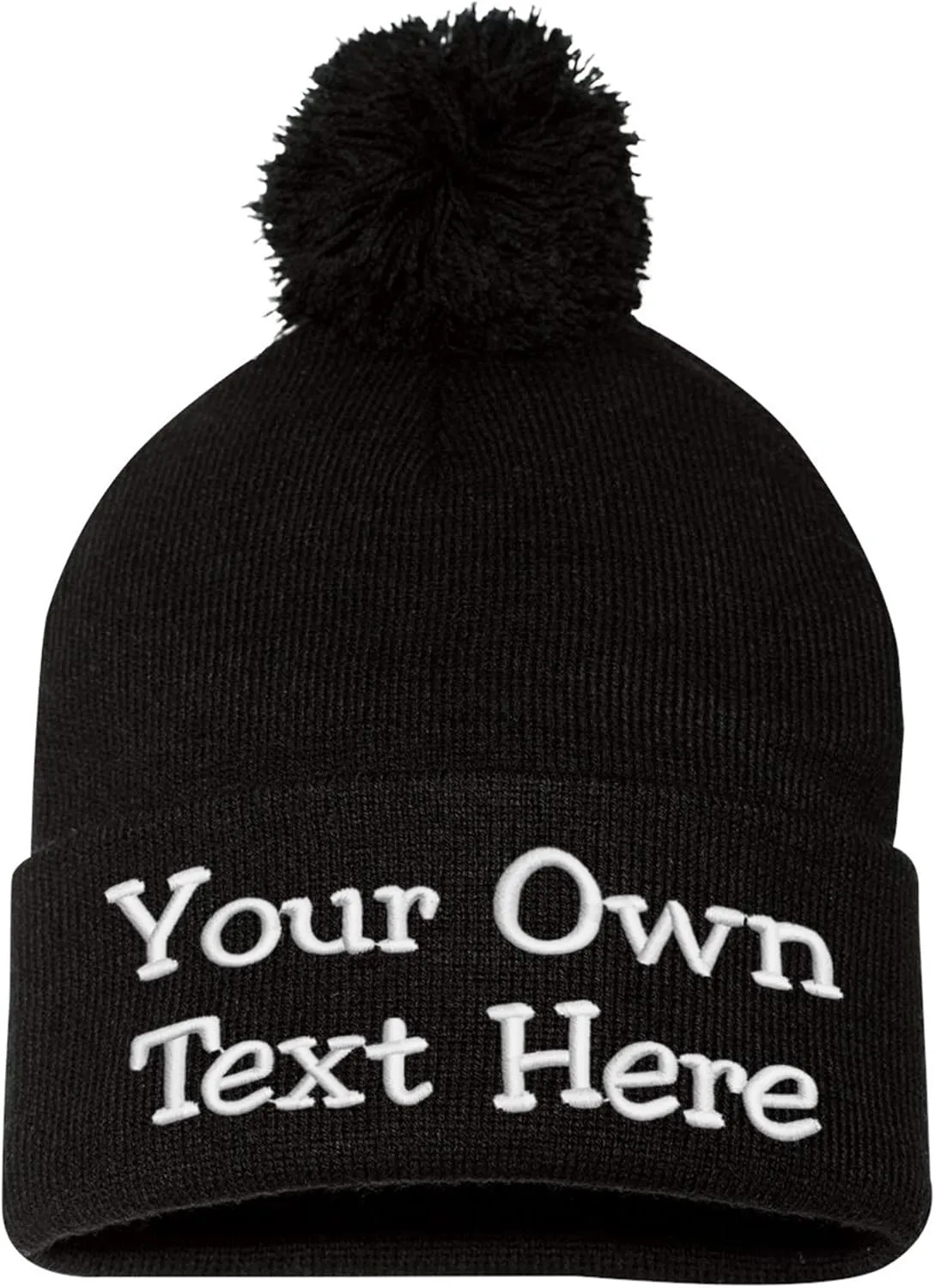 Custom Embroidered Beanie Men Women Unisex Cuffed Knit Pom Skull Cap Hat