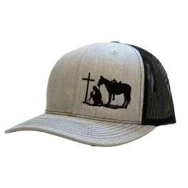 Dally Up Men's Grey Heather Cowboy Praying Cap