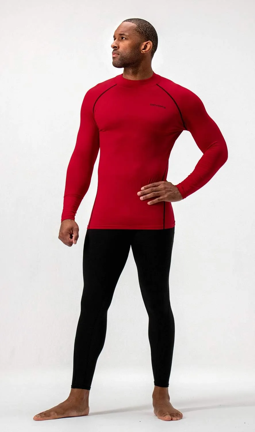 DEVOPS 2 Pack Men's Thermal Turtle Mock Neck Shirts, Compression Long Sleeve Tops and Hoodies