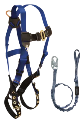 FallTech CMB182593L Combo Kit - Harness, Looped Lanyard, Rebar Hook