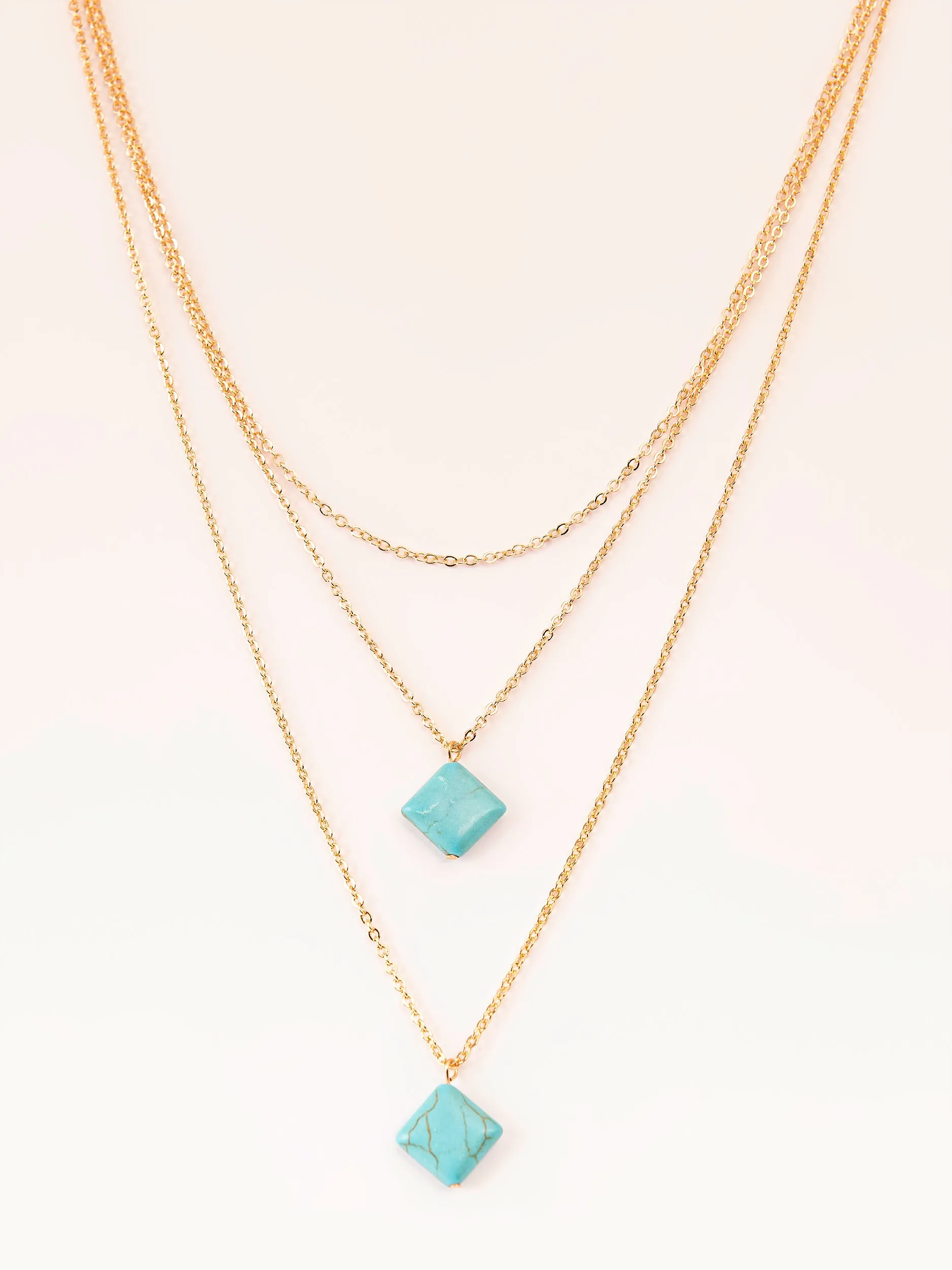 Ferozi Pendant Layered Necklace