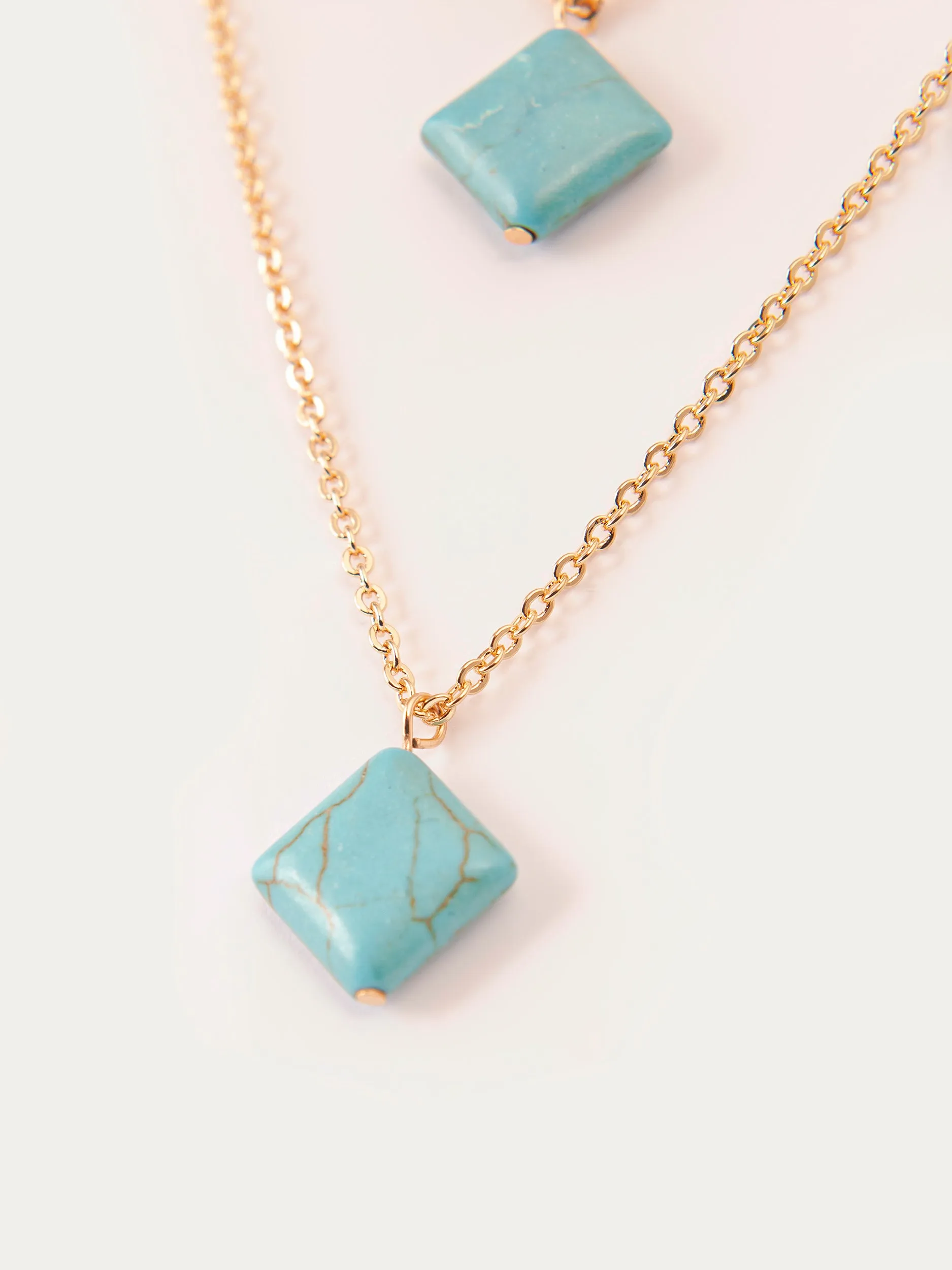 Ferozi Pendant Layered Necklace