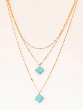 Ferozi Pendant Layered Necklace