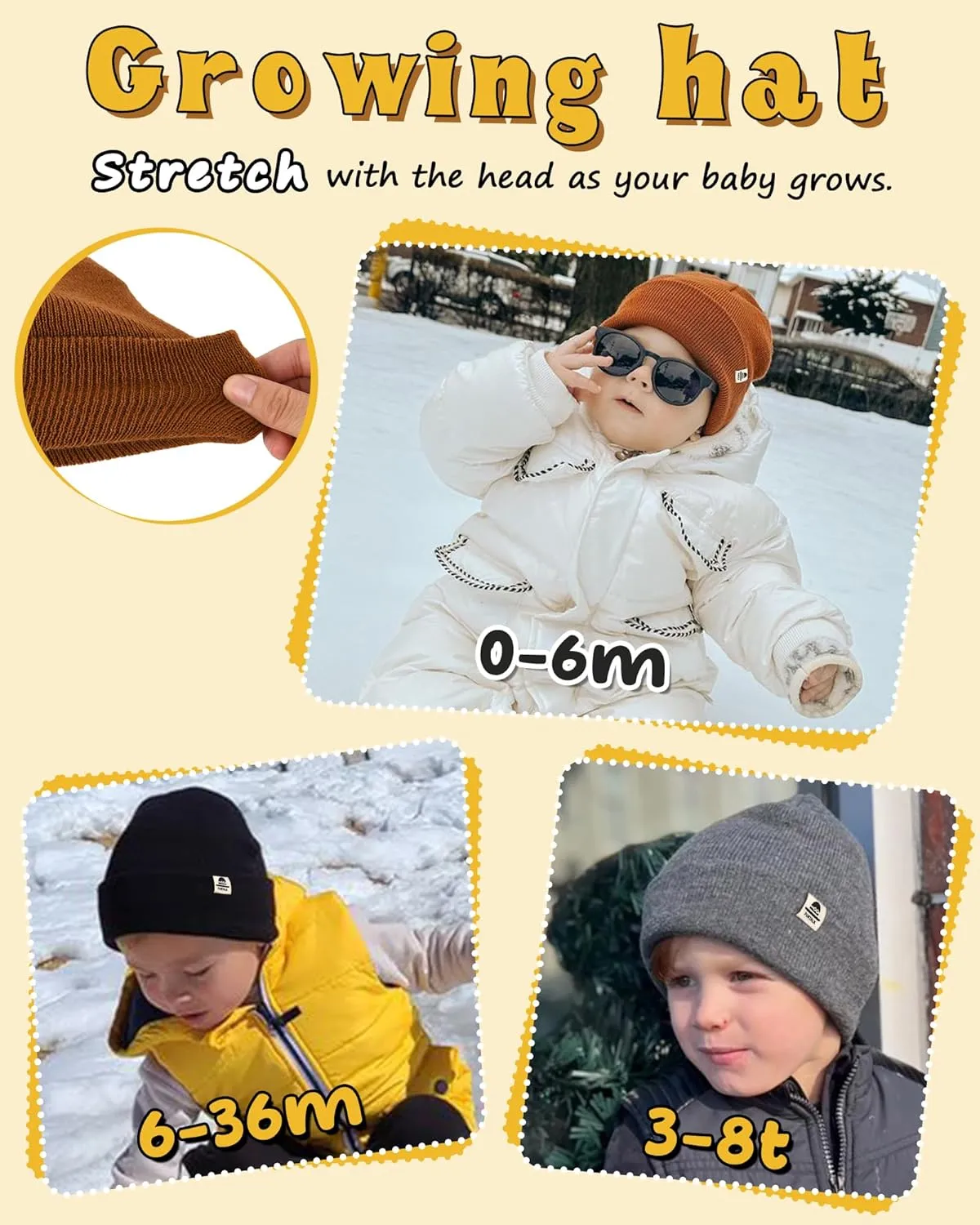 FURTALK Baby Beanie Fleece Lined Toddler Winter Hat Boys Girls Knit Warm Beanies Kids Ski Hats for 0-8 Years