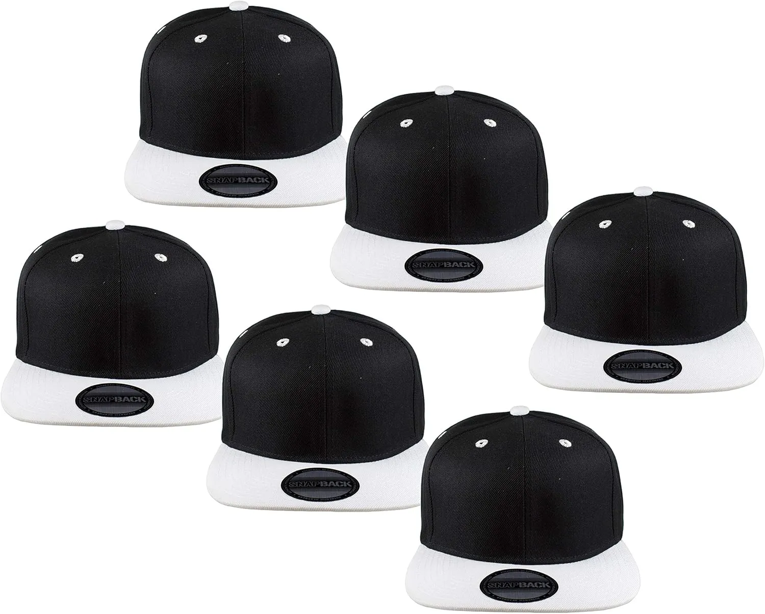 Gelante Plain Blank Flat Brim Adjustable Snapback Baseball Caps LOT 6 Pack