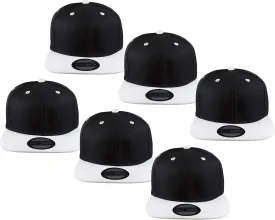 Gelante Plain Blank Flat Brim Adjustable Snapback Baseball Caps LOT 6 Pack