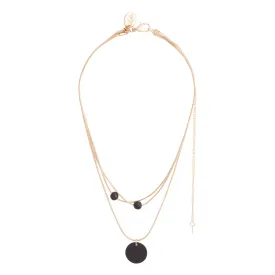Gold & Black 3 Row Bead Necklace