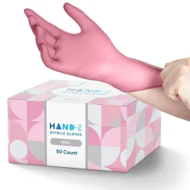 Hand-E Nitrile Gloves - Pink