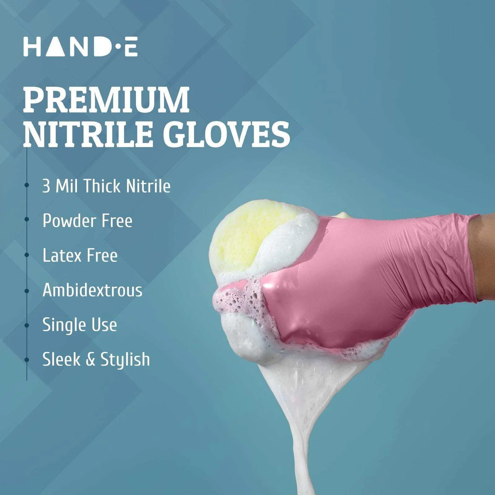 Hand-E Nitrile Gloves - Pink