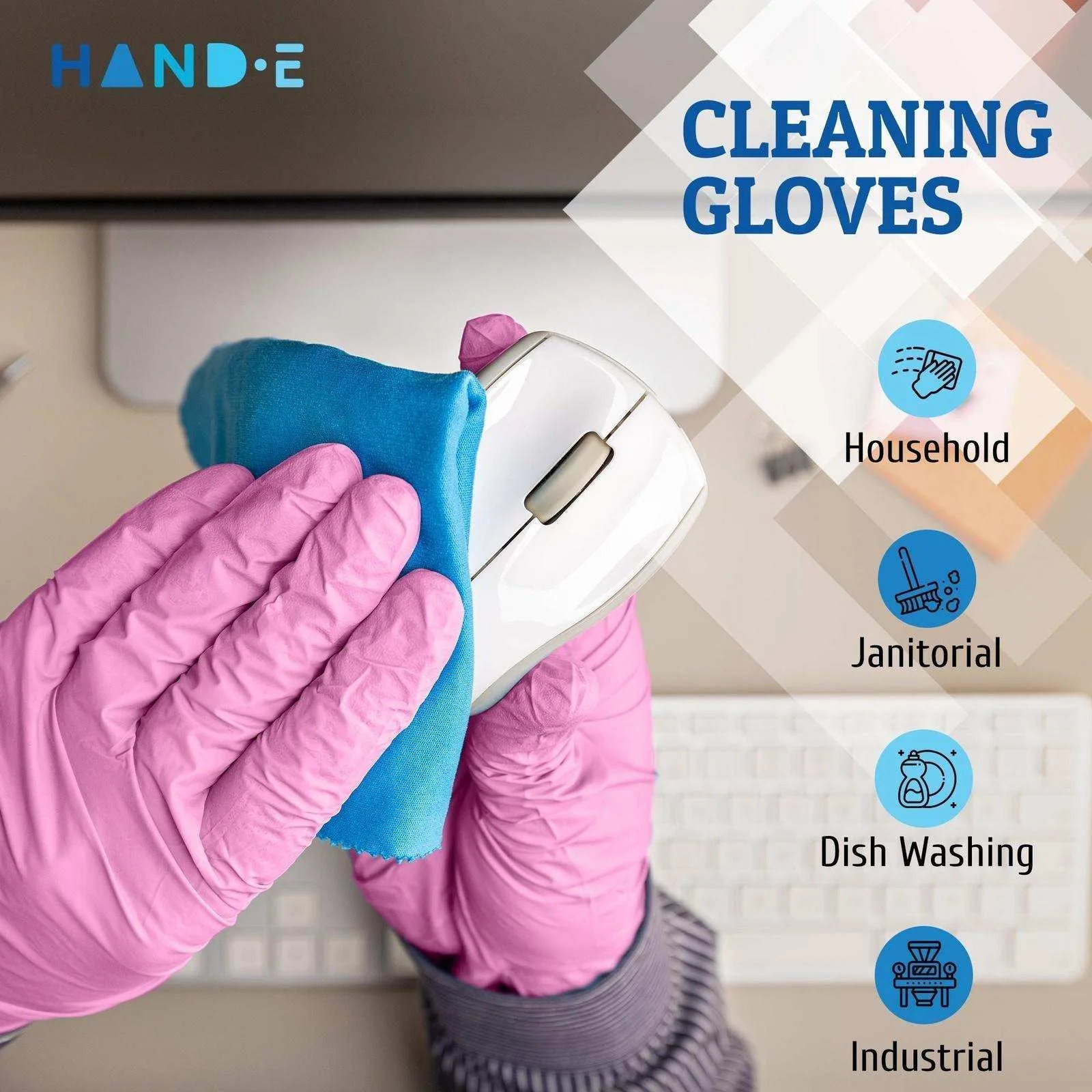 Hand-E Nitrile Gloves - Pink