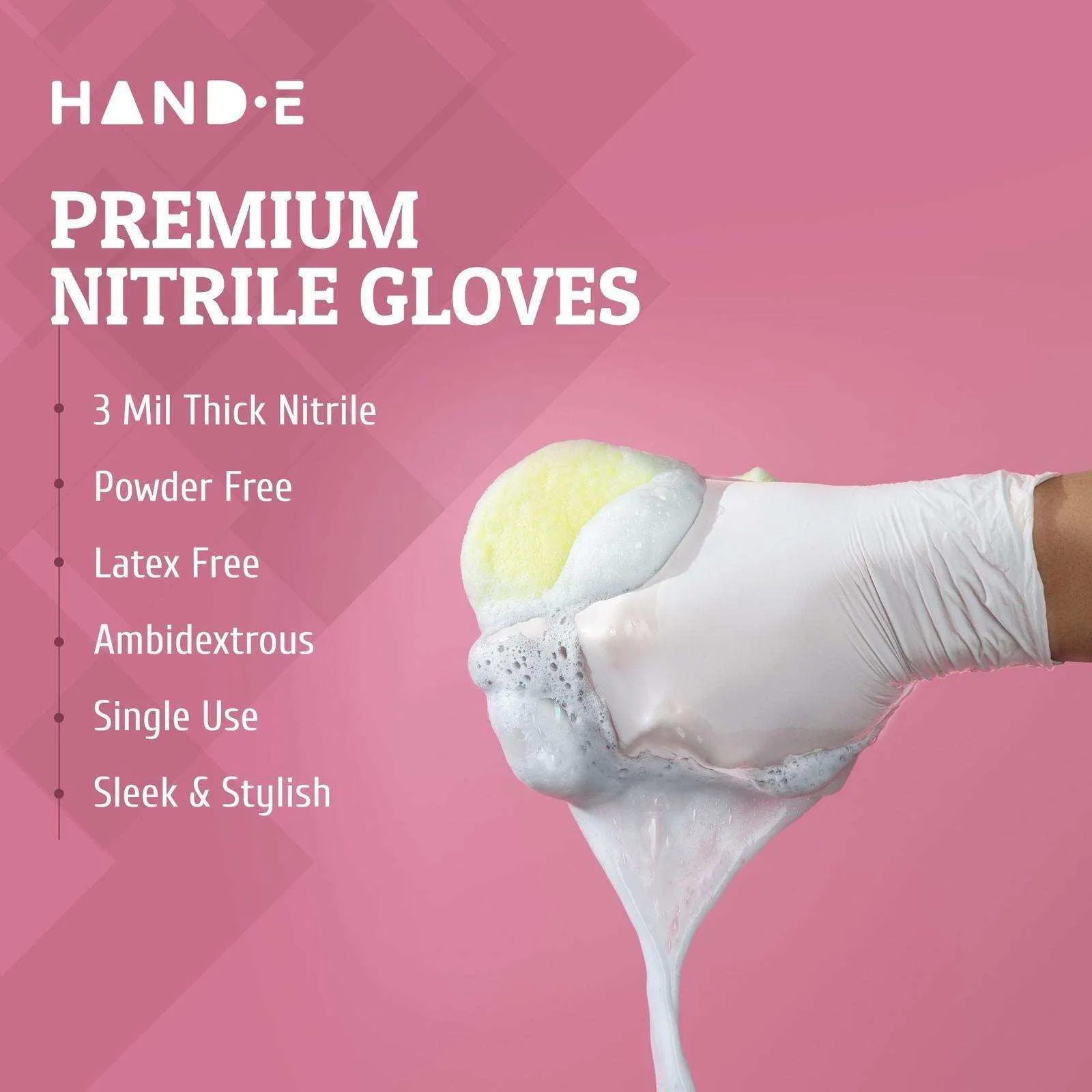 Hand-E Nitrile Gloves - White