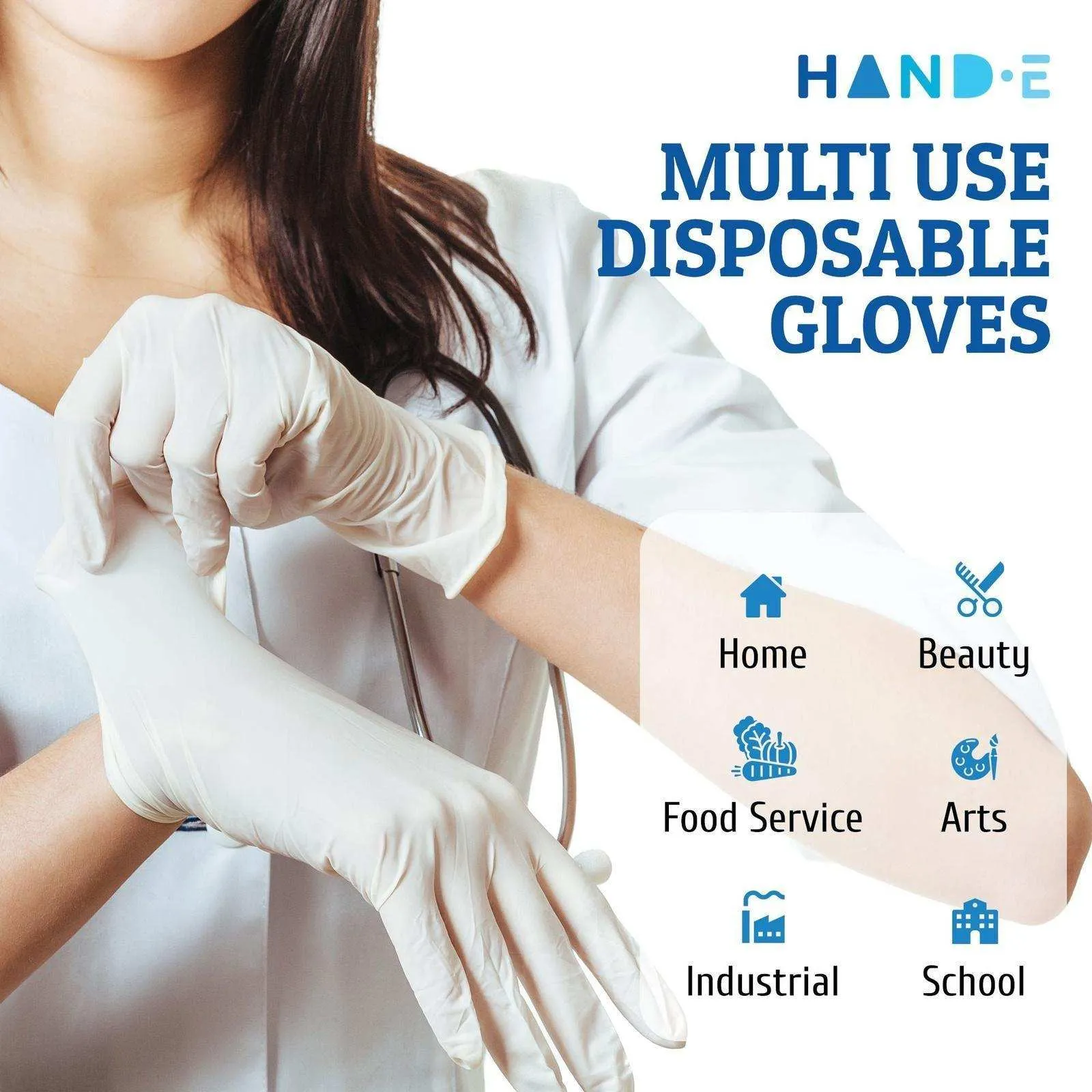 Hand-E Nitrile Gloves - White