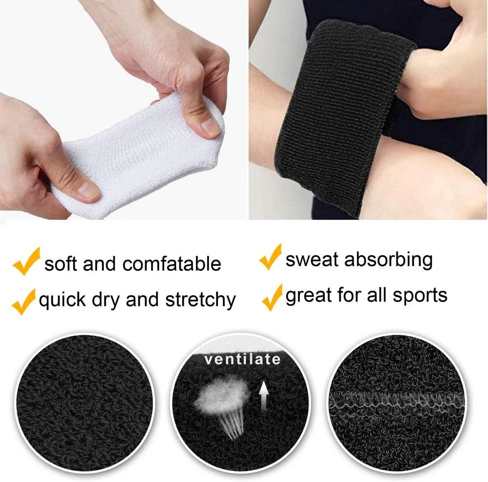 Hanerdun Wrist Sweatbands Thick Terry Cloth Wristbands for Men and Women Athletic Sweat Bands for Sports Tennis Gym Basketball