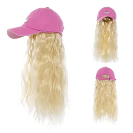 Hat Wig for Women Baseball Cap with Hair hat with hair attached for women Extensions Adjustable Hat Attached 34" Long Wavy Hairpieces Synthetic Wig