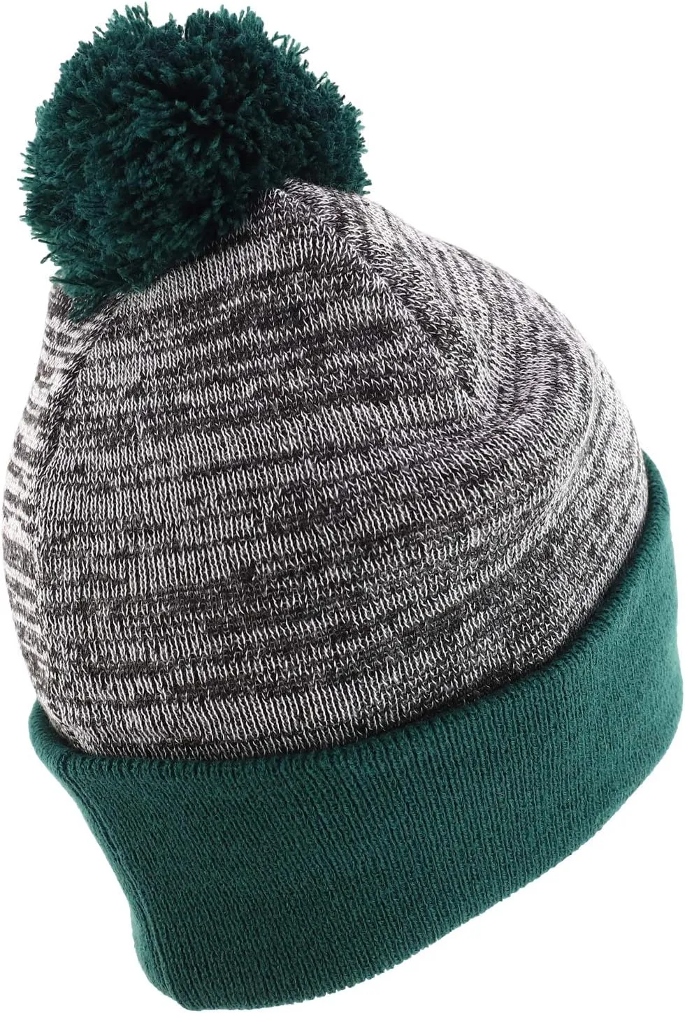 Heather Pom Pom Cuff Long Winter Beanie Hat