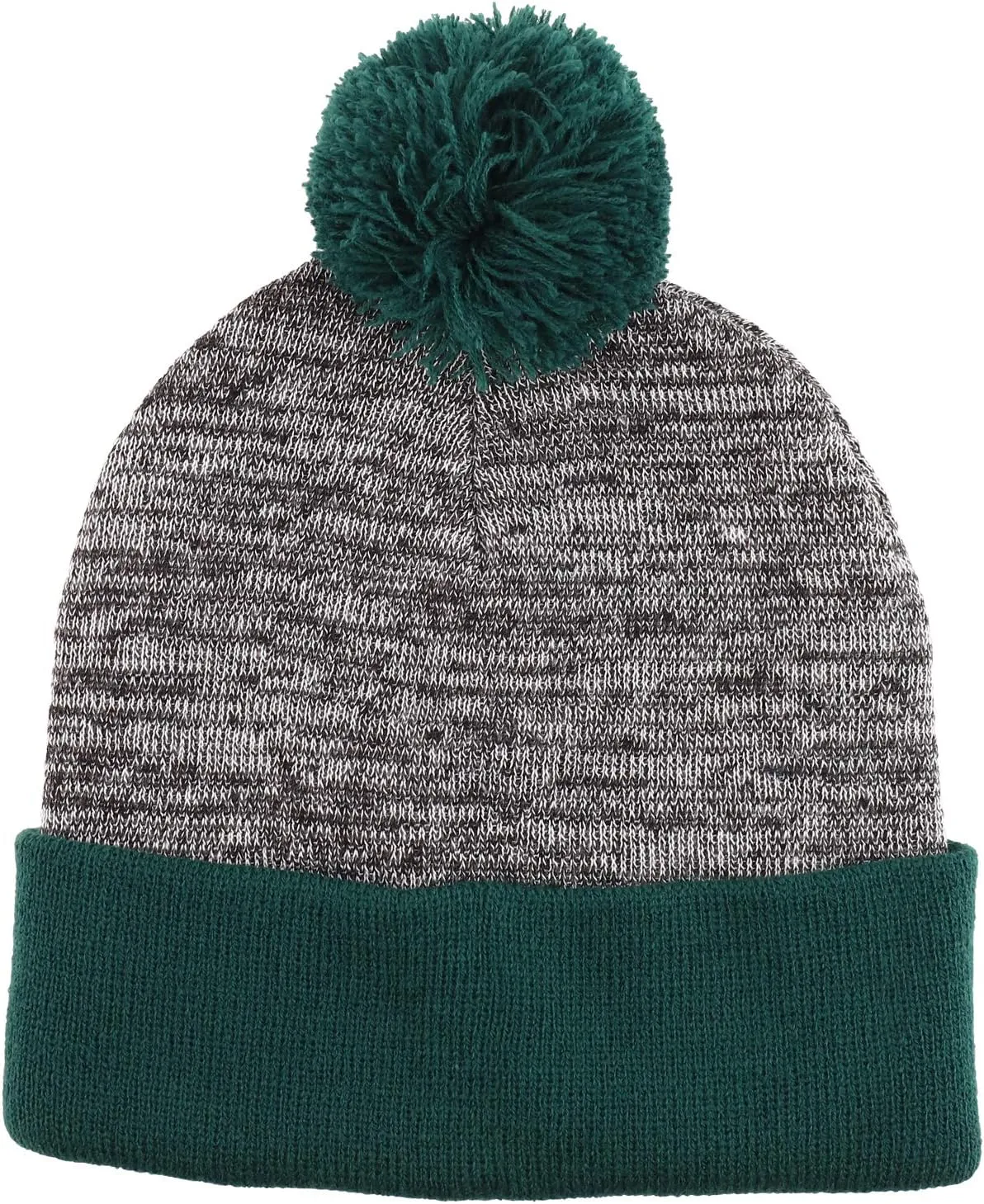Heather Pom Pom Cuff Long Winter Beanie Hat