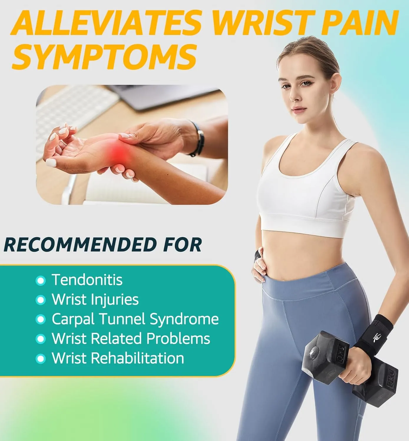 HiRui Wrist Brace Wrist Wraps Compression Wrist Strap, Wrist Support for Work Fitness Weightlifting Sprains Tendonitis, Carpal Tunnel Arthritis, Pain Relief, Adjustable Wristbands 2 PACK (Black, XL)