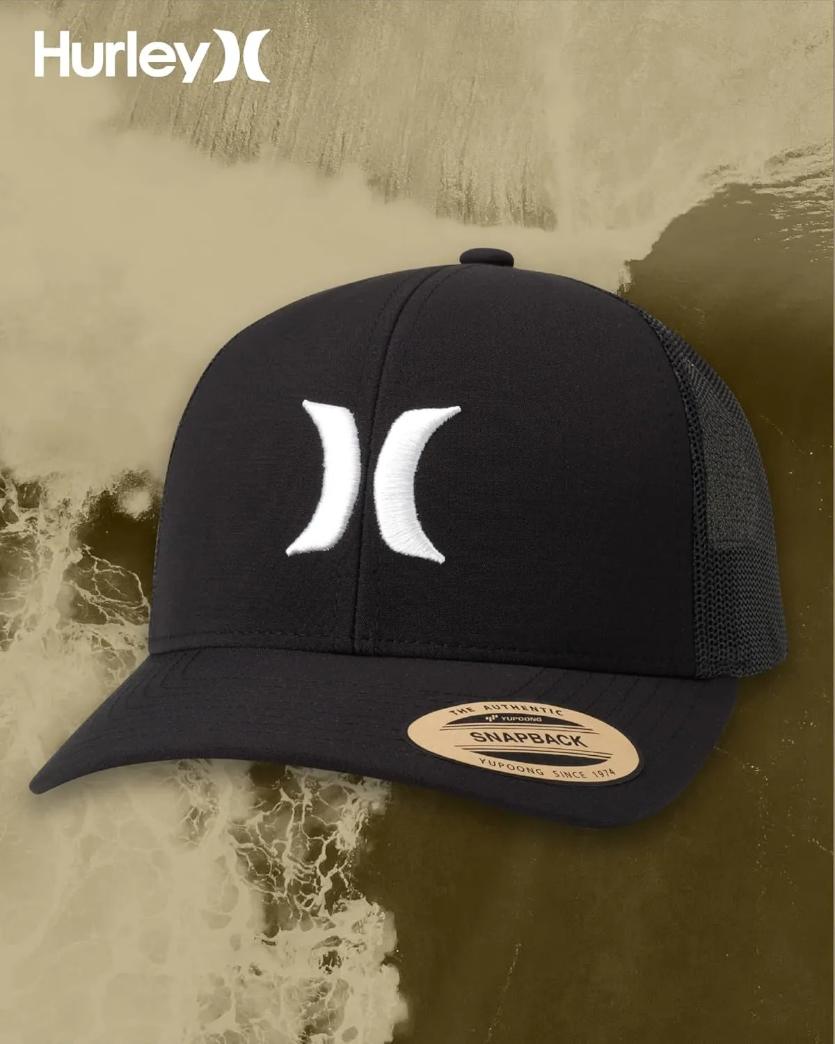 Hurley Men's Caps - Del Mar Mesh Panel Baseball Cap Trucker Hat - Snap Back Hats for Men