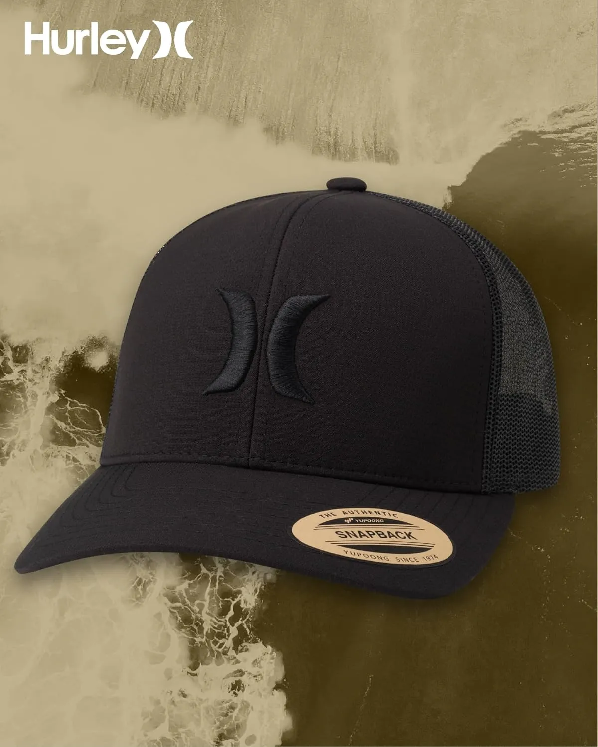 Hurley Men's Caps - Del Mar Mesh Panel Baseball Cap Trucker Hat - Snap Back Hats for Men